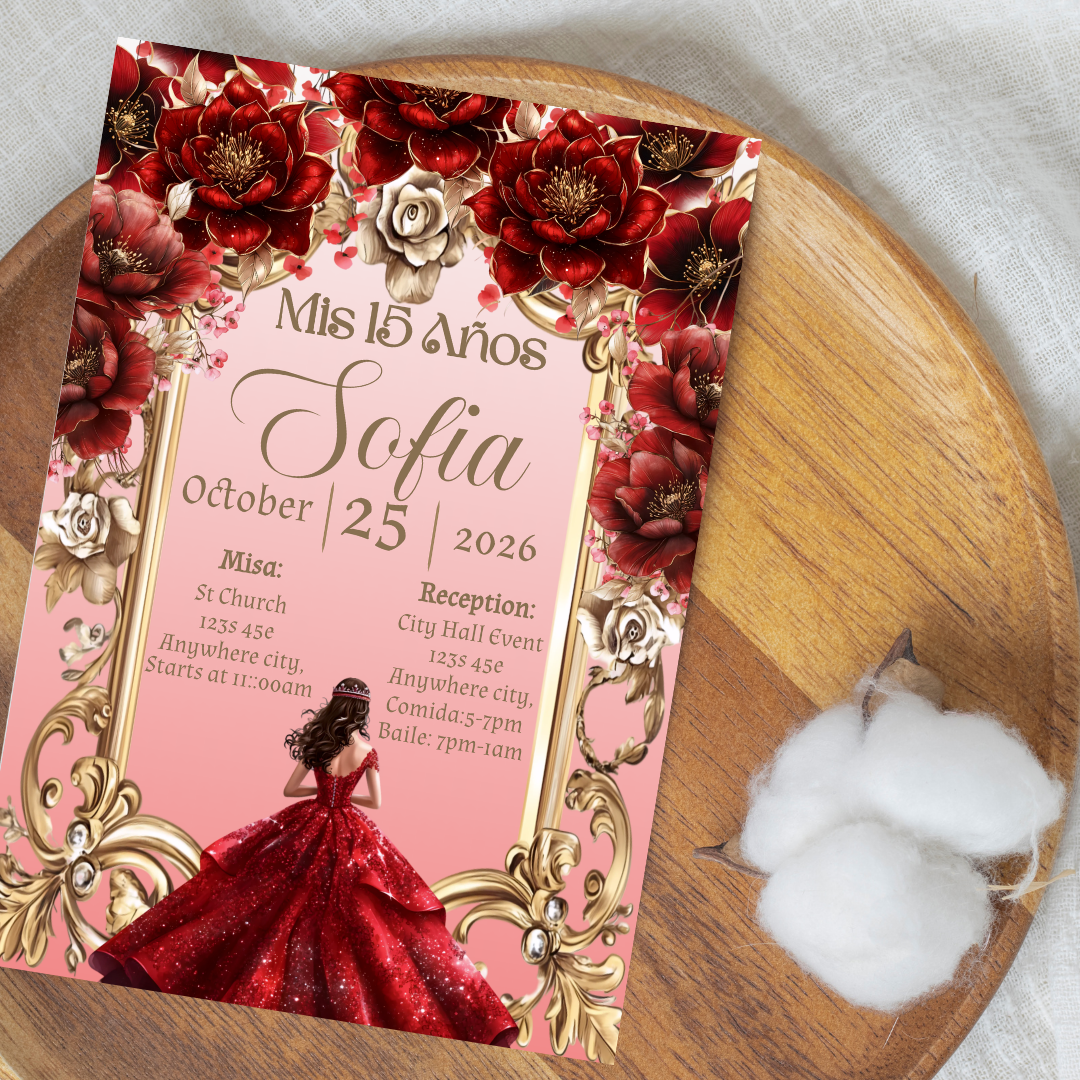 Red Quince Cardstock Invite