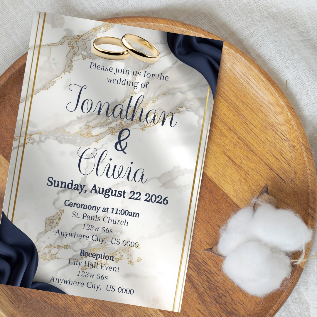 Navy Blue Wedding Invites