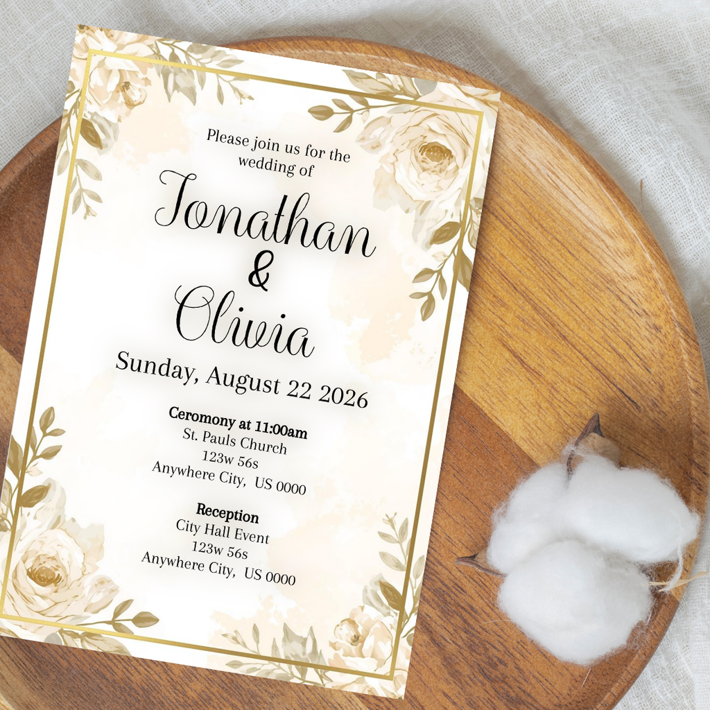 Gold Wedding Cardstock Invites