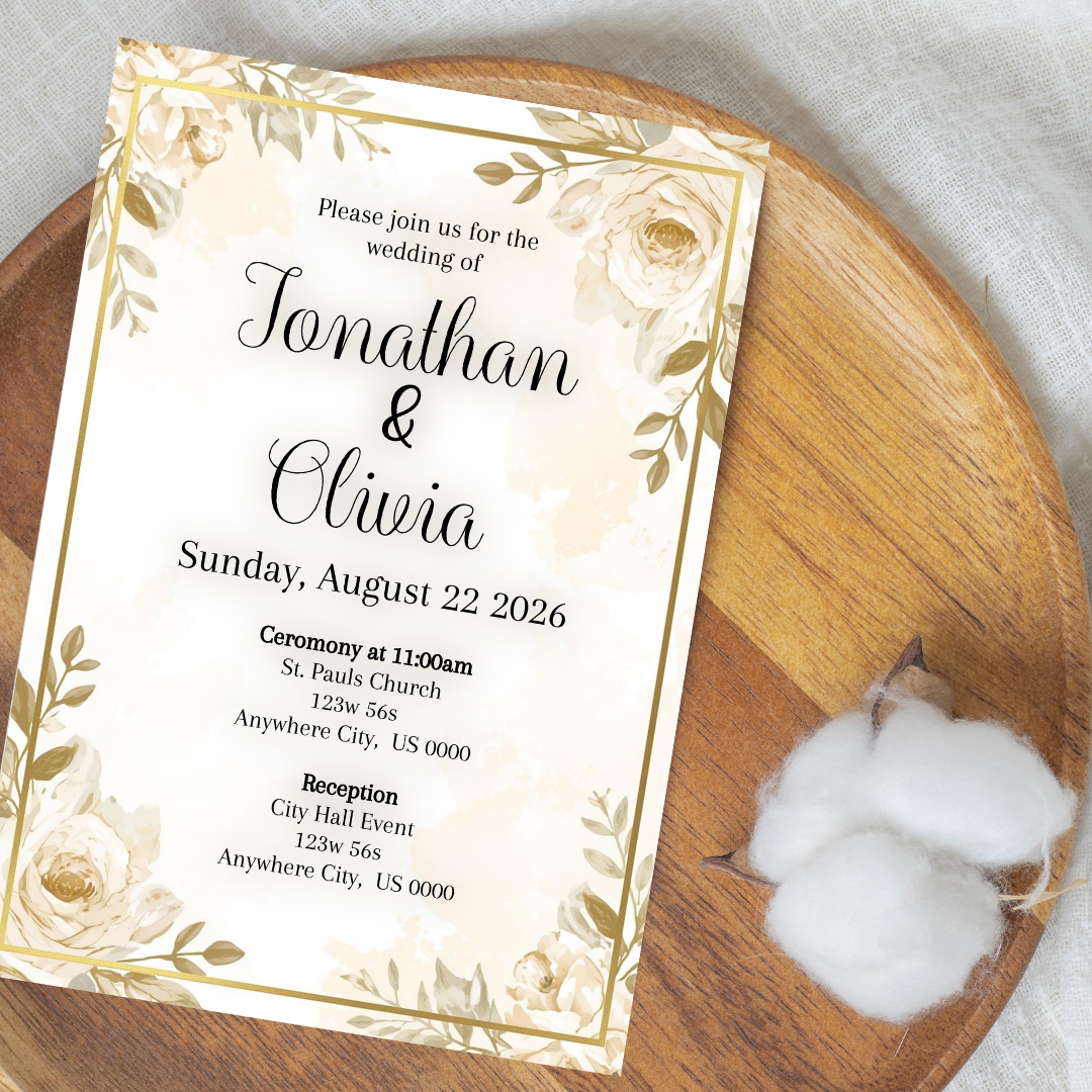 Gold Wedding Cardstock Invites