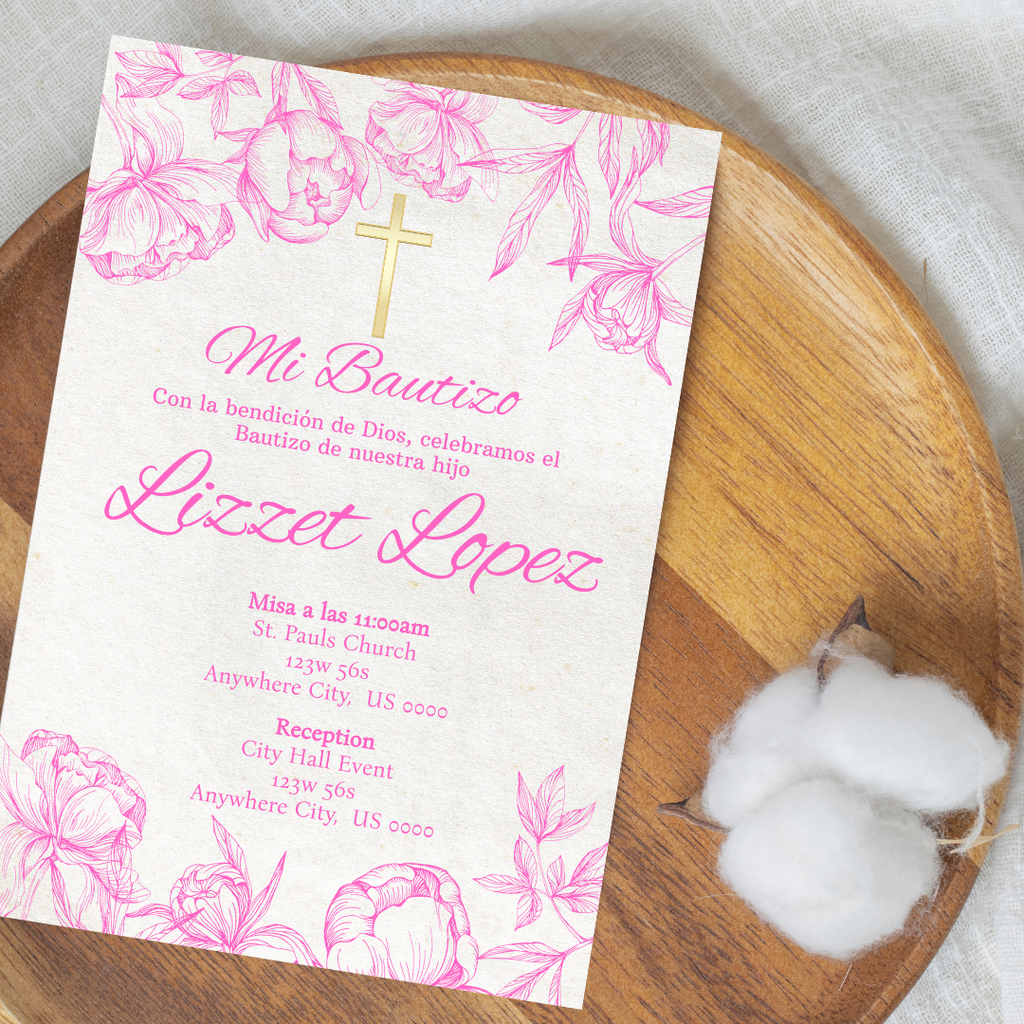 Pink Bautizo Digital Invite