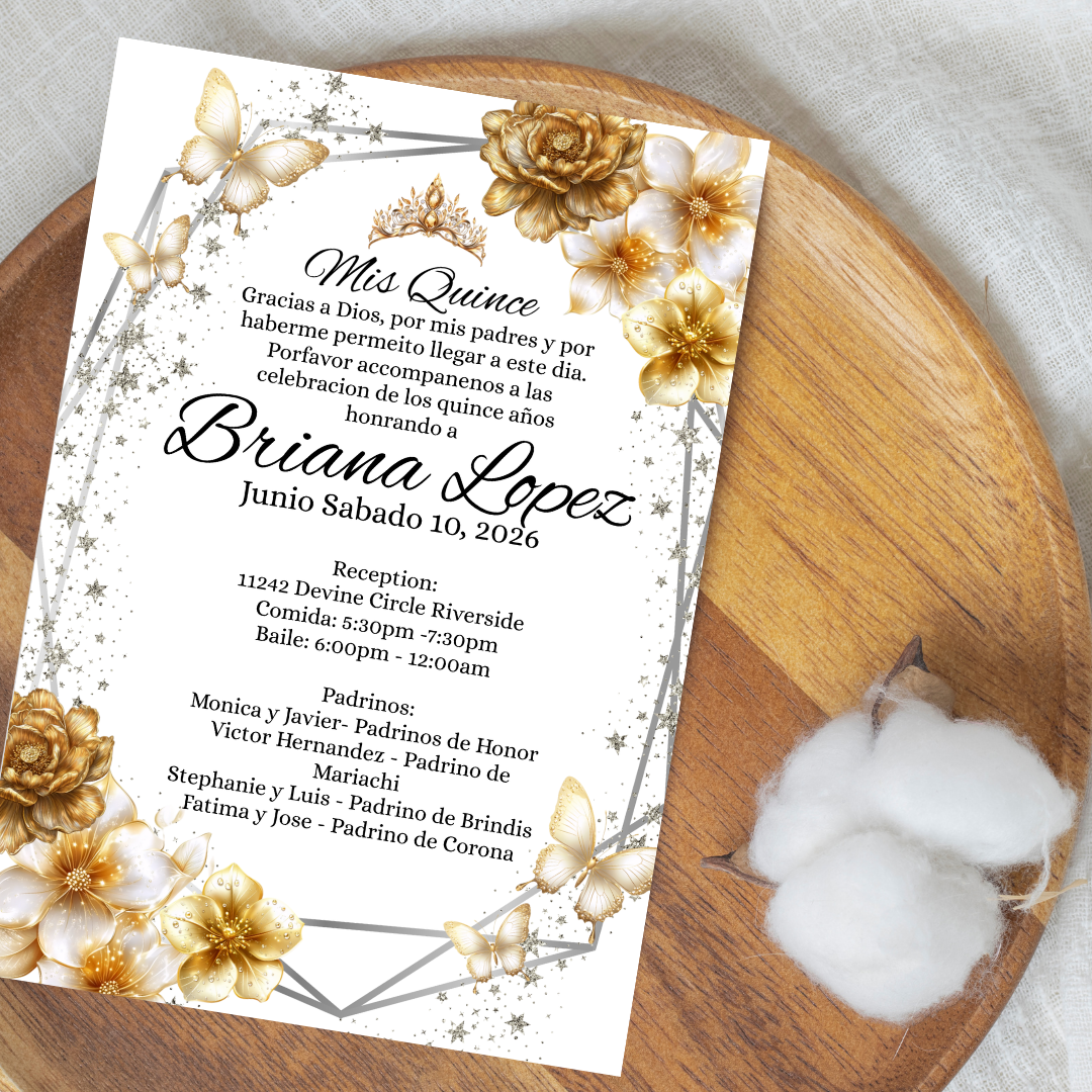 Gold Quince Cardstock Invites