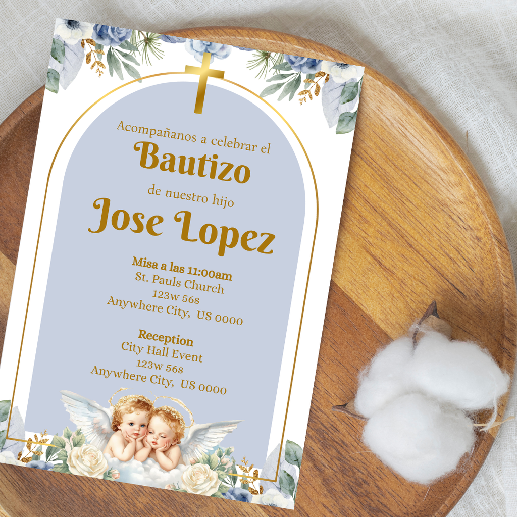 Blue Bautizo Digital Invite