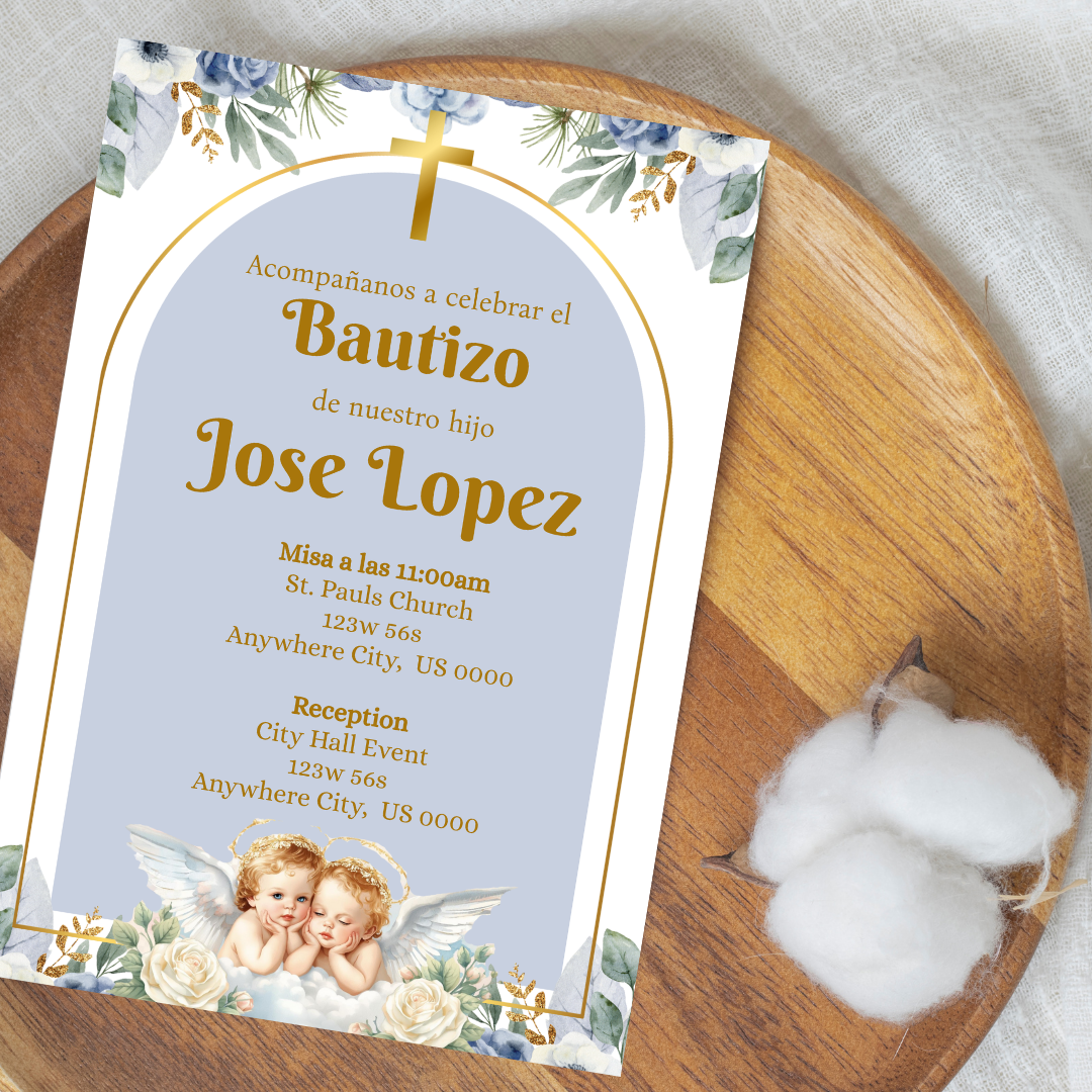Blue Bautizo Digital Invite