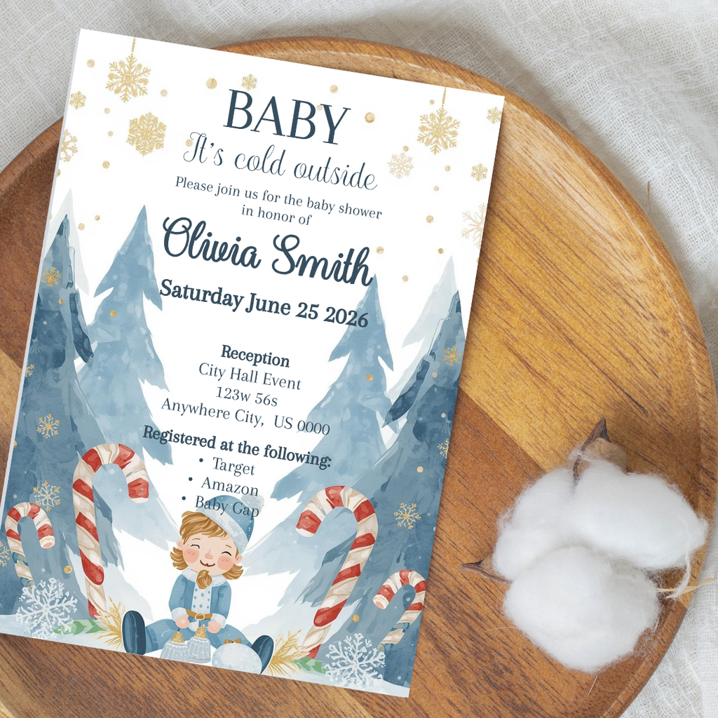 Baby It’s Cold Outside Baby Shower Invitation | Winter Wonderland Boy Invite