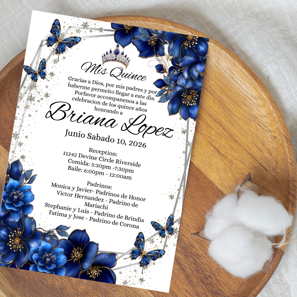 Navy Blue Quince Digital Invite