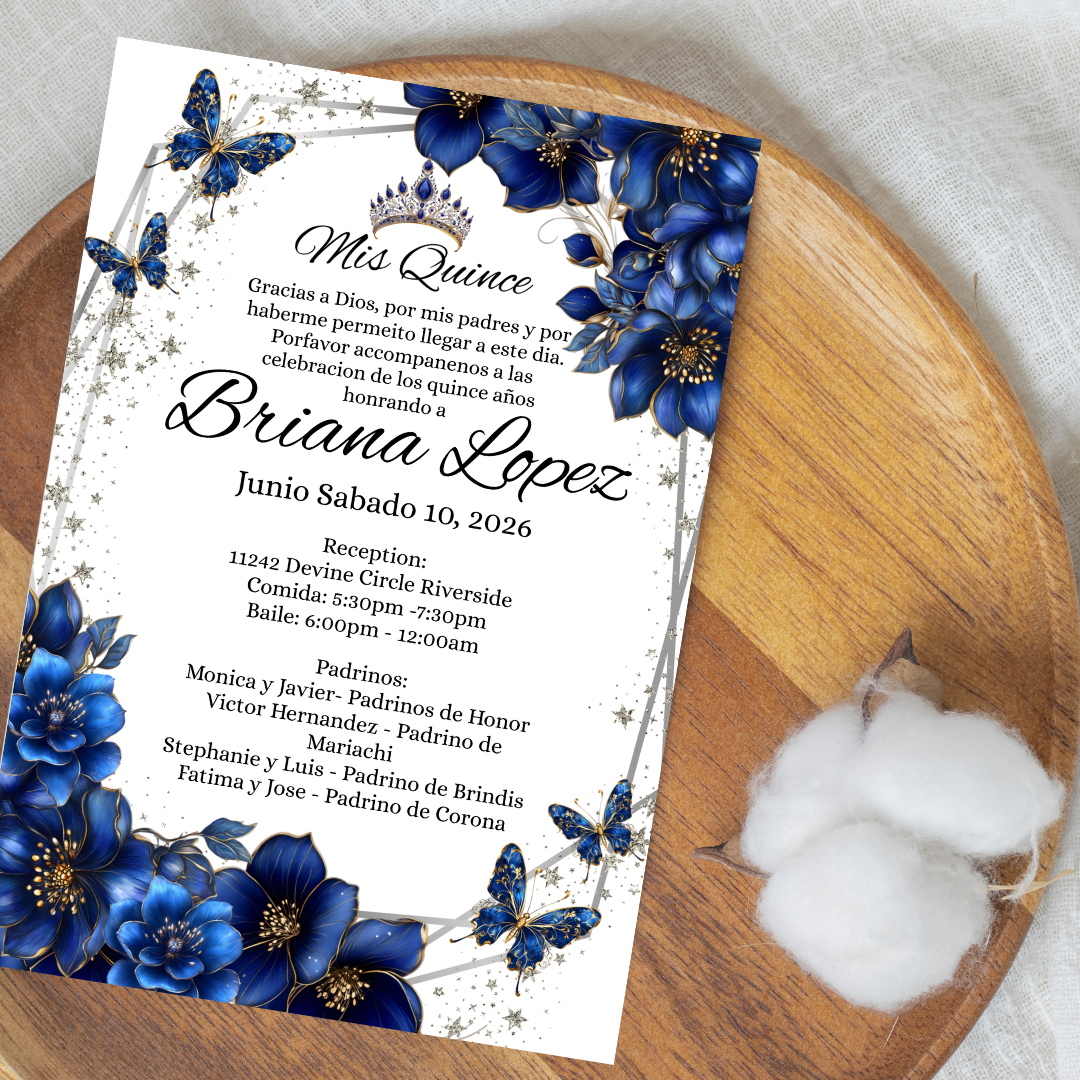 Navy Blue Quince Digital Invite