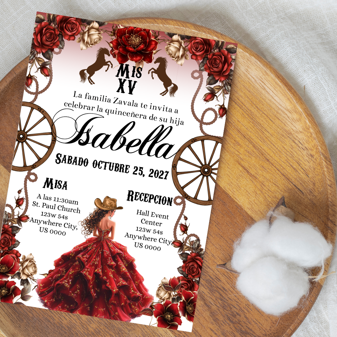 Red Western Quince Digital Invites