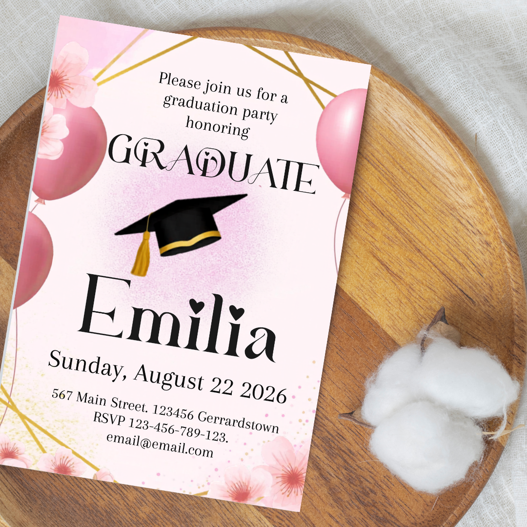 Pink Graduate Digital Invite