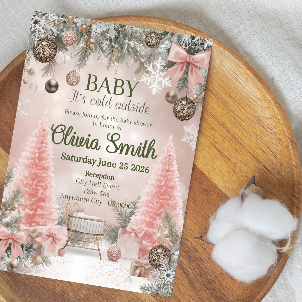 Pink Baby ITS COLD OUTSIDE Digital Invite