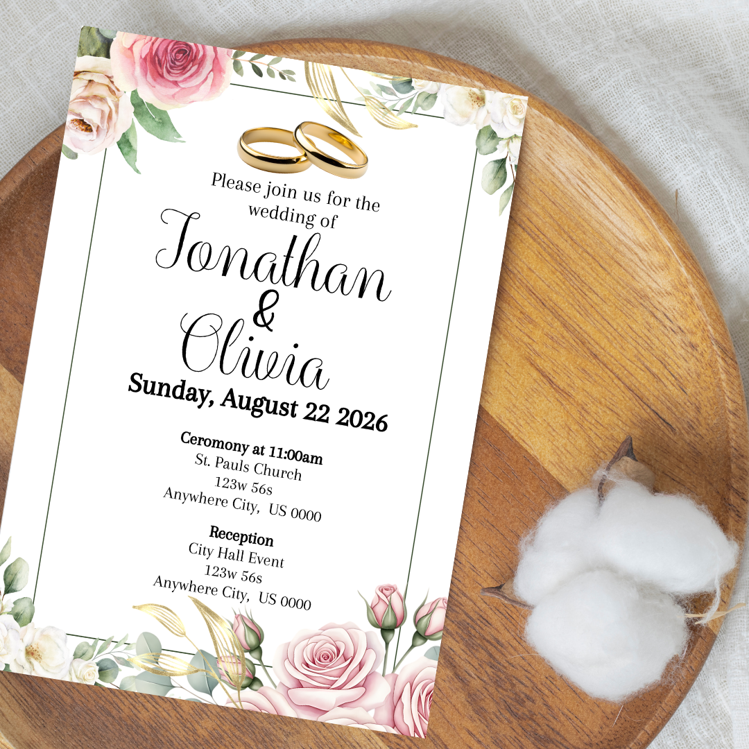 Floral Wedding Cardstock Invites