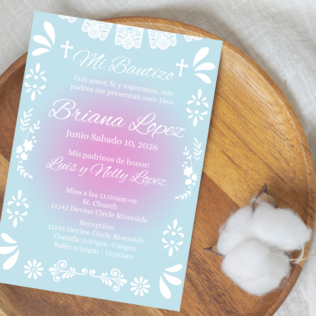 Blue and Pink Cielito Lindo Digital Invite
