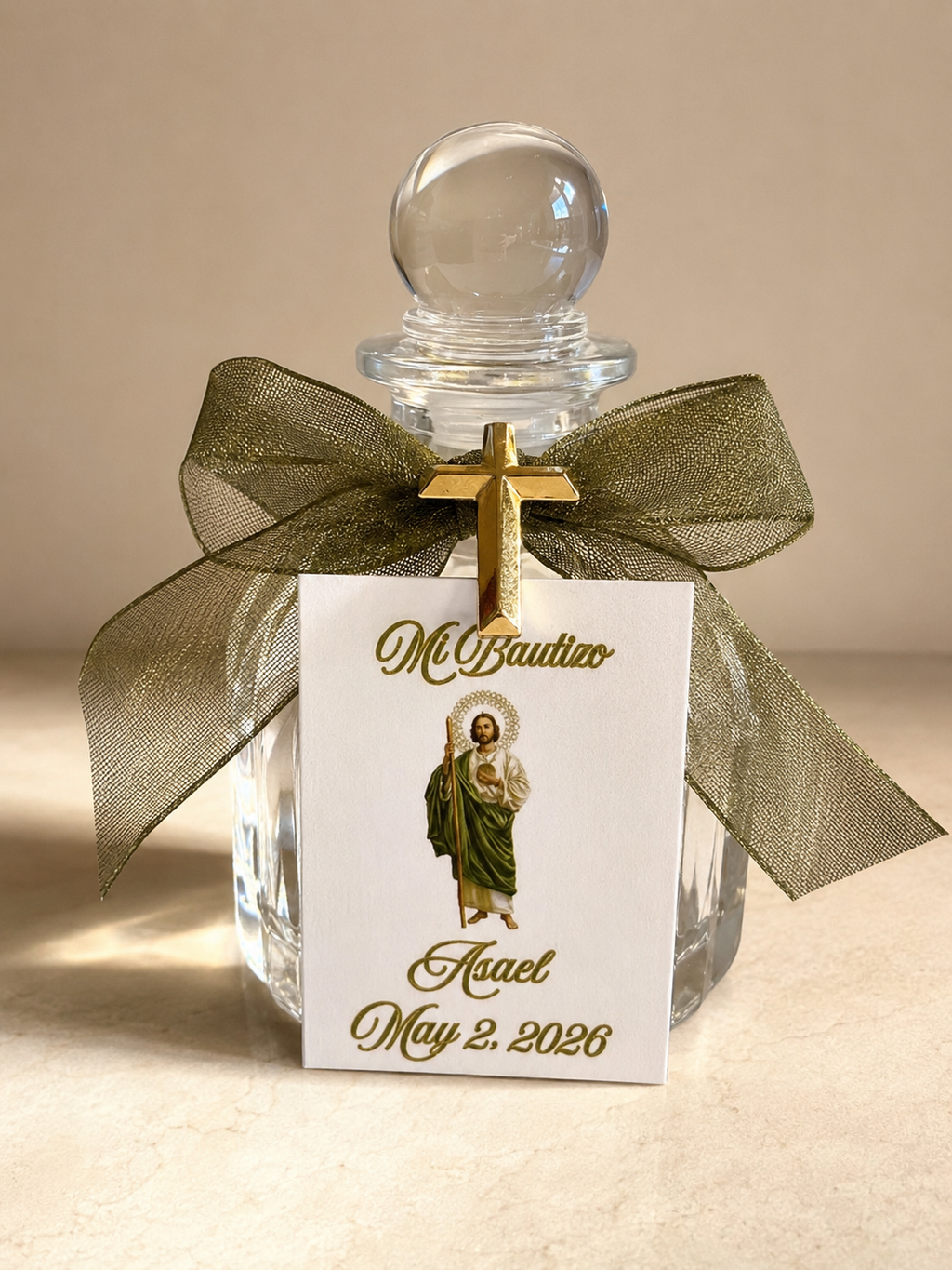 Personalized Agua Bendita Bottle Favors - Set of 12