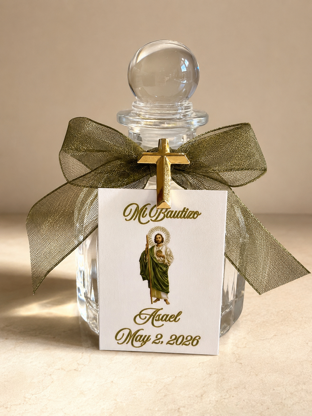 Personalized Agua Bendita Bottle Favors - Set of 12