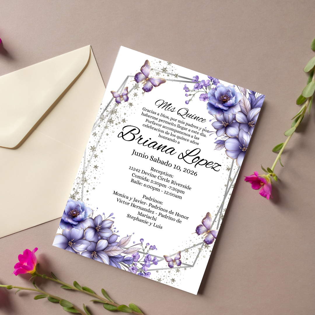 Purple Quince Cardstock Invite