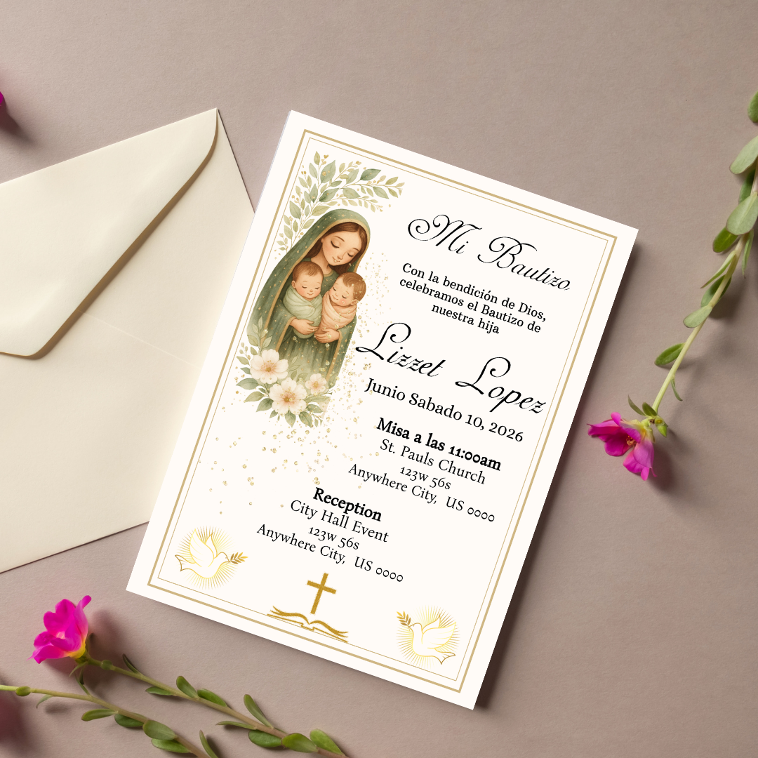 Virgen Cardstrock Invites