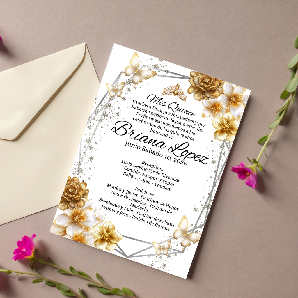 Gold Quince Cardstock Invites
