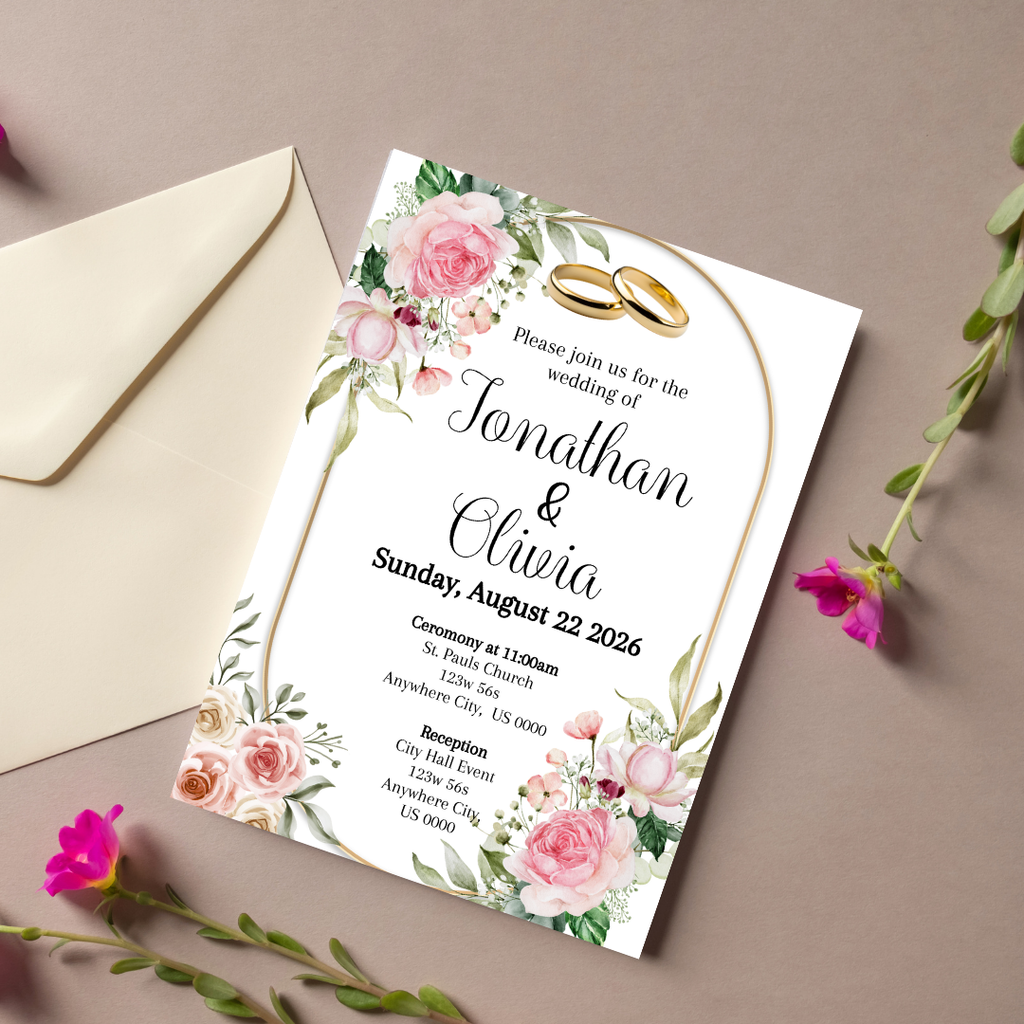 Floral Cardstock Invites