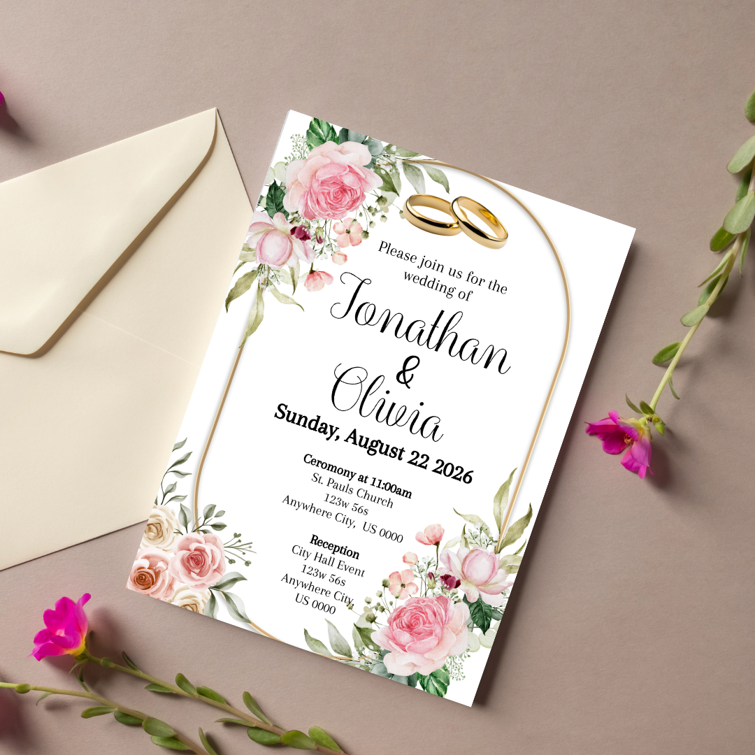 Floral Cardstock Invites
