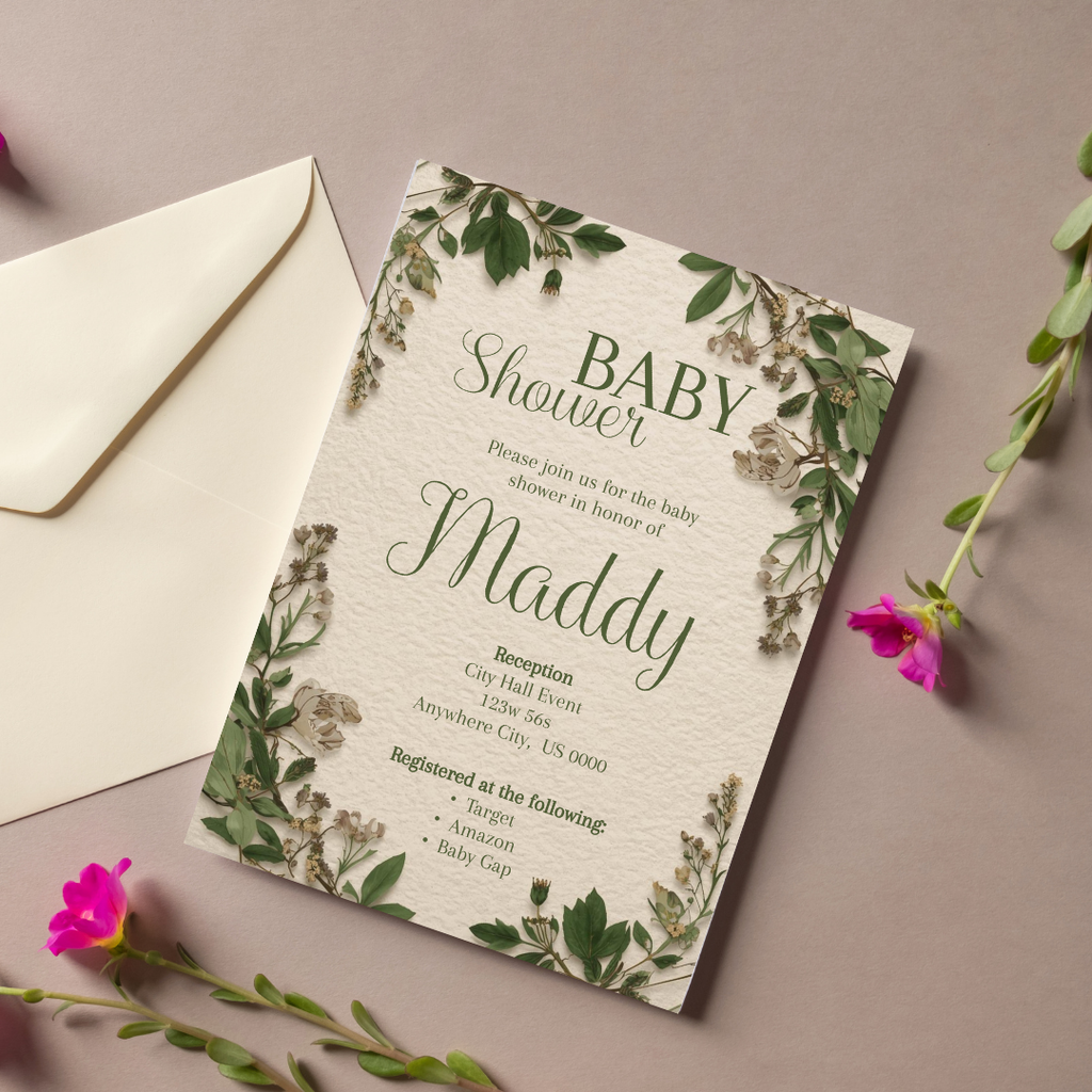 Green Babyshower Digital Invite
