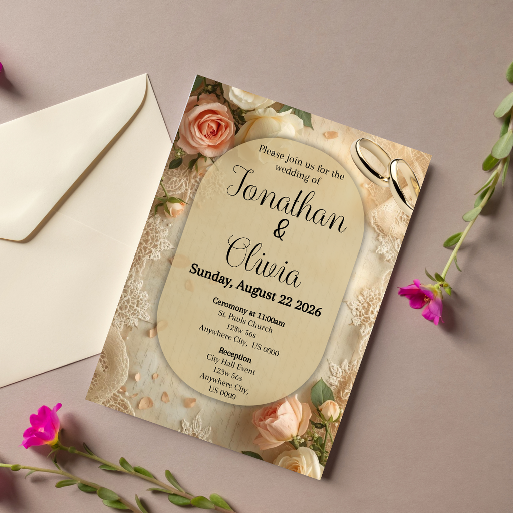 Brown Wedding Cardstock Invites