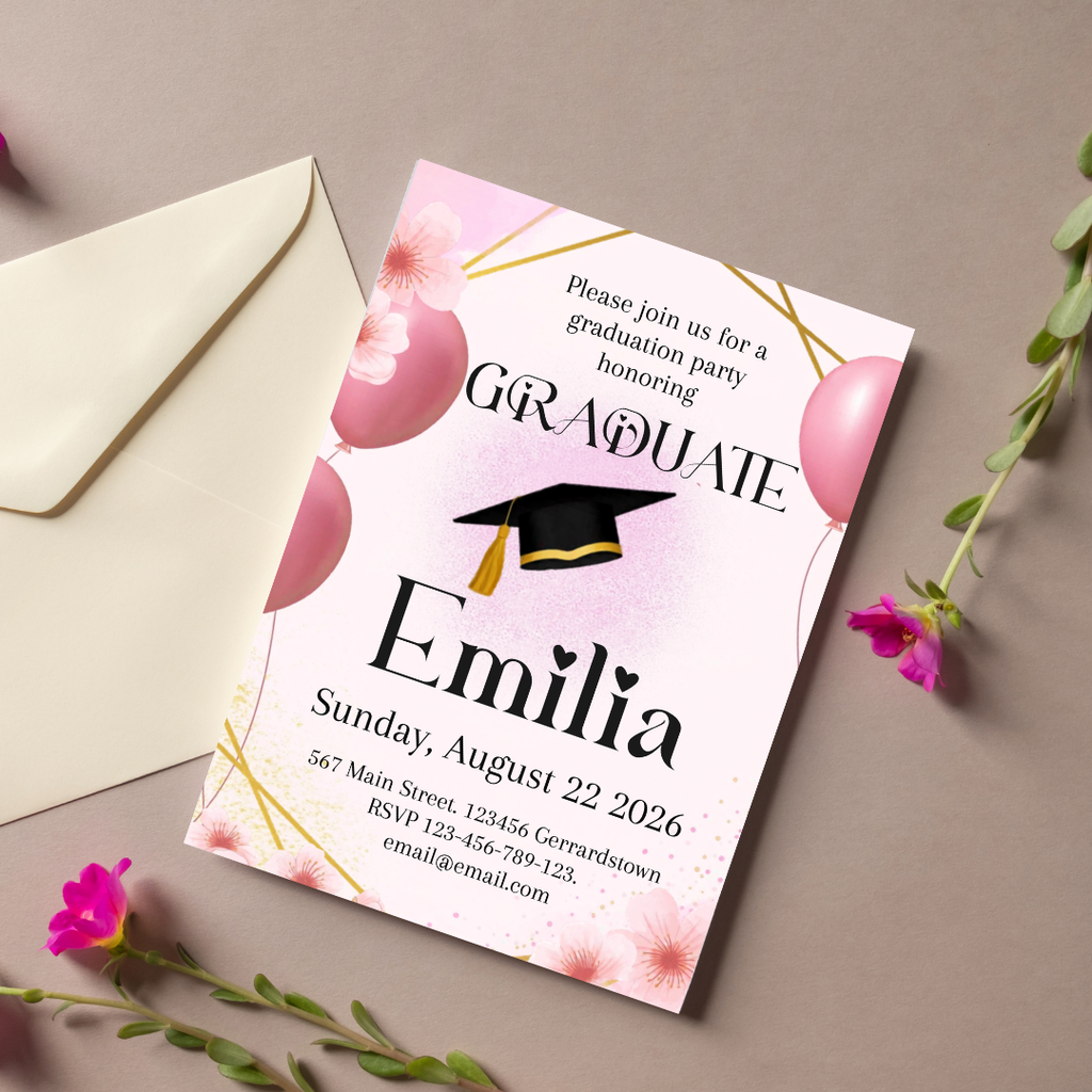 Pink Graduate Digital Invite