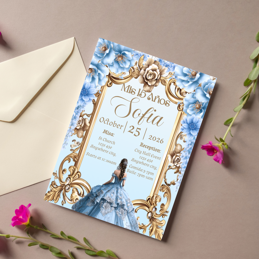 Light Blue Quince Digital Invites