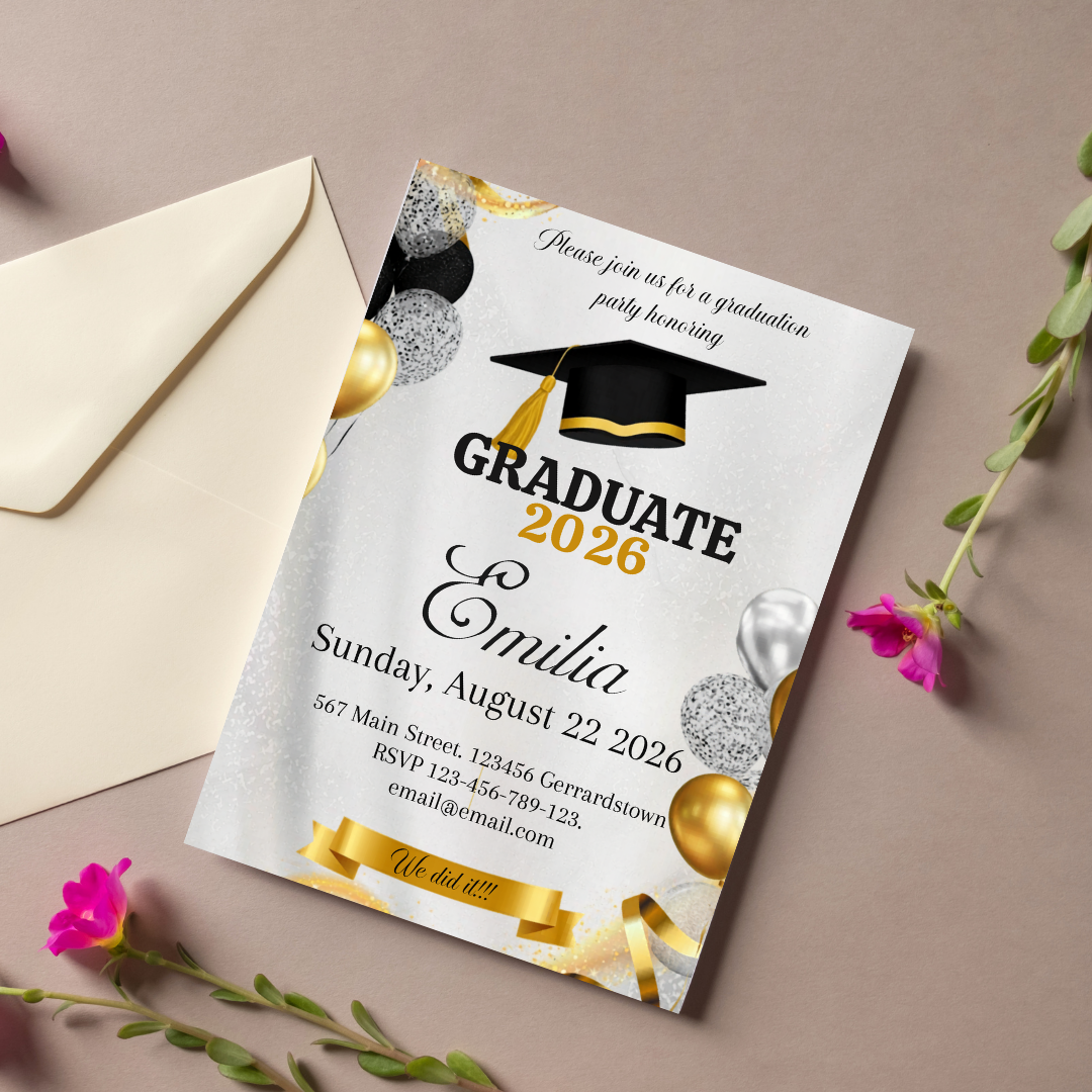 Gold Grad Digital Invite