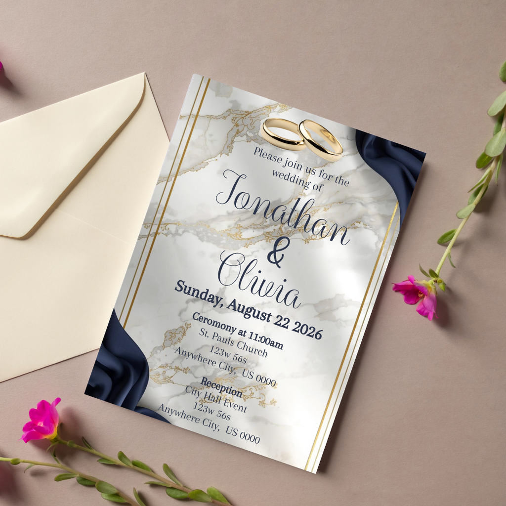 Navy Blue Wedding Invites