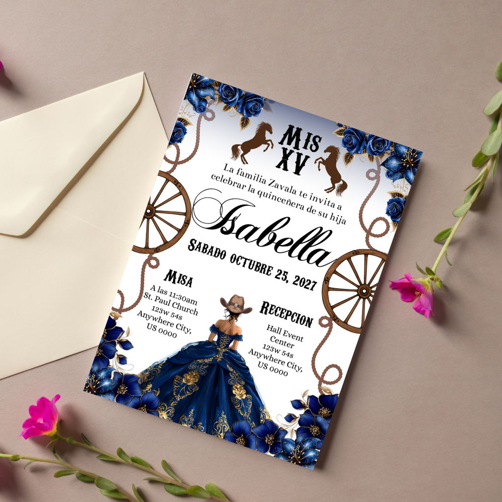 Blue Western Quince Digital Invites