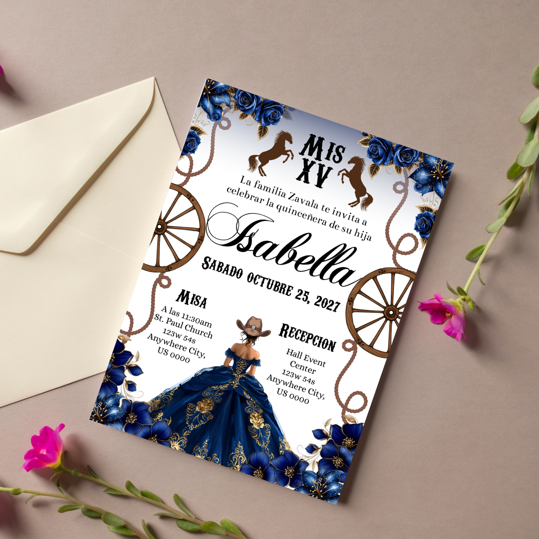 Blue Western Quince Digital Invites